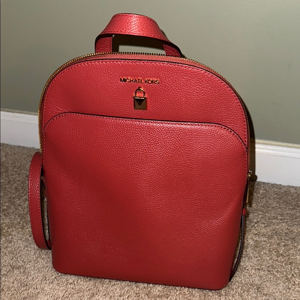 Michael Kors Cherry Red Leather Backpack